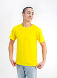 Жіноча футболка жовта, бавовна 100%, футболка жовтого кольору жіноча чоловіча, однотонні футболки гурт розщеп, фото 7