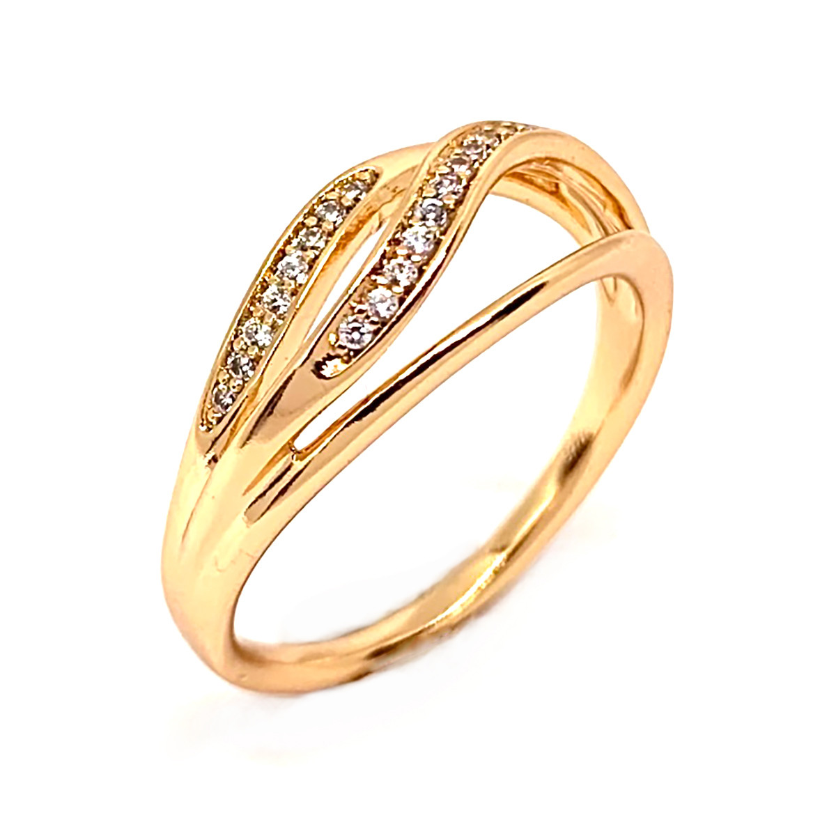 Кільце Xuping з медичного золота, білі фіаніти, позолота 18K, 11970