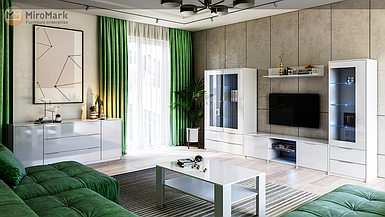 Комплект вітальні Рома білий глянець ТМ "Миро-марк"