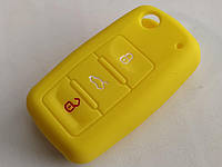 Силиконовый чехол для ключа VW (Желтый) golf 4 5 6 7 bora jetta polo mk4 mk6 bora passat b5 b6