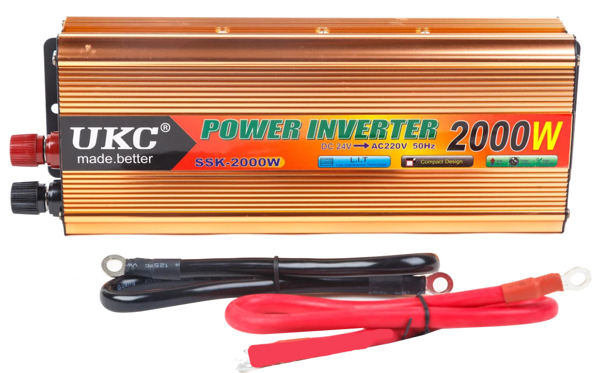 Перетворювач напруги(інвертор) 24-220V 2000W Gold (2711)