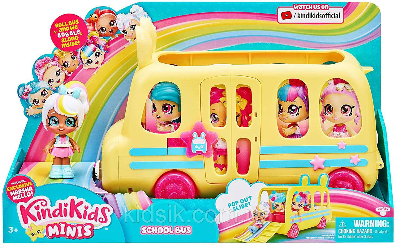 Міні лялька Кінді Кидс Маршу Мелло і шкільний автобус / Kindi Kids Minis Collectible School Bus