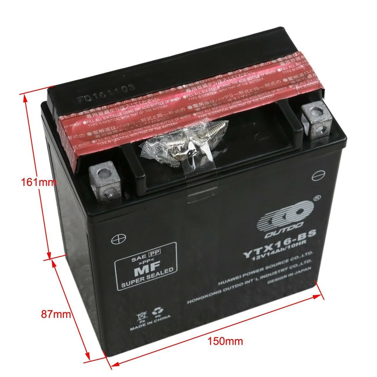 Аккумулятор Outdo (Аутду) Moto 12v 14A (UTX16-BS) (YTX16-BS) AGM