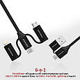 Кабель Promate PentaPower USB-C/USB-А to USB-C/microUSB/Lightning 1.2 м Black (pentapower.black), фото 2
