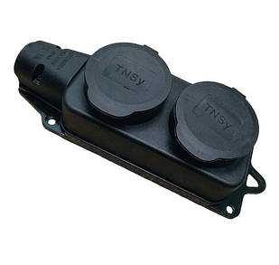 Розетка двомісна із захисними кришками з/к RUBBER IP44 TNSy