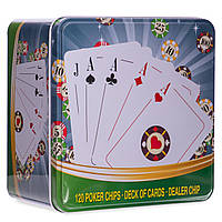 Покерный набор в металлической коробке-120 фишек IG-6893