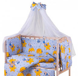 Постільний комплект в ліжечко 9 в 1 "Ведмедик на хмаринці" голубий