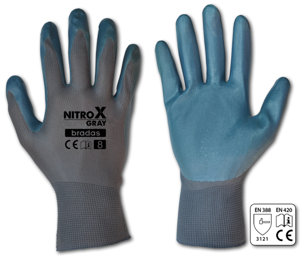 Рукавички захисні NITROX GRAY нітрил, розмір 
10, RWNGY10