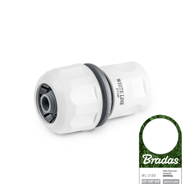 WHITE LINE Конектор для шланга STOP, швидкий роз'єм + УНІВЕРСАЛЬНИЙ 1/2", 5/8", 3/4, WL-2180