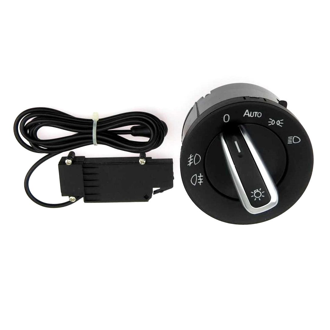 Перемикач головного світла Volkswagen VW Golf Jetta Passat Tiguan Touran з датчиком автосвітла хром 5ND941431, фото 1