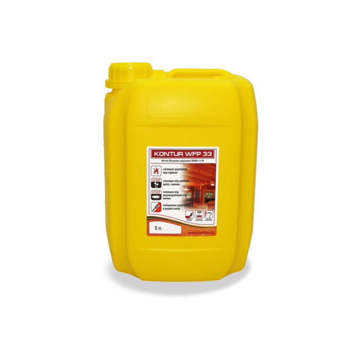 Антисептик-антипірен для захисту деревини KONTUR-WFP-33 (ХМХА-1110) 5 л
