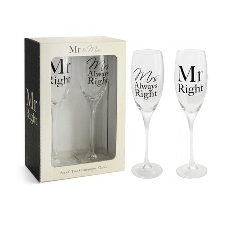Набір келихів для шампанського (2шт) 'Mr and Mrs Right Flutes', фото 1