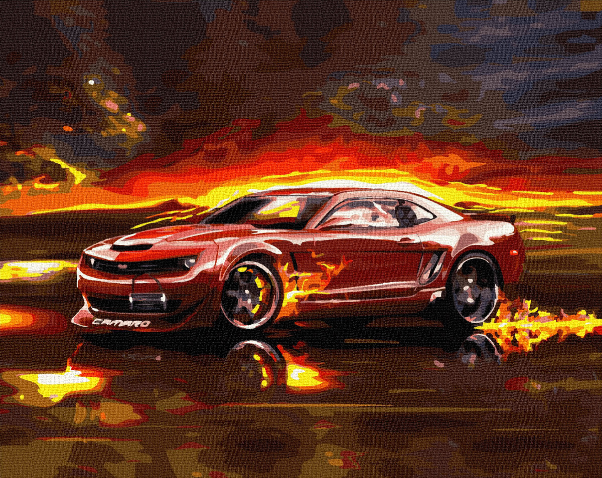 Картини за номерами 40×50. Машина. Вогняний суперкар Brushme, фото 1