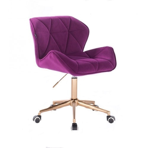 Перукарське крісло на пневматиці Hrove Form HR111K фуксія велюр основа золото, фото 1