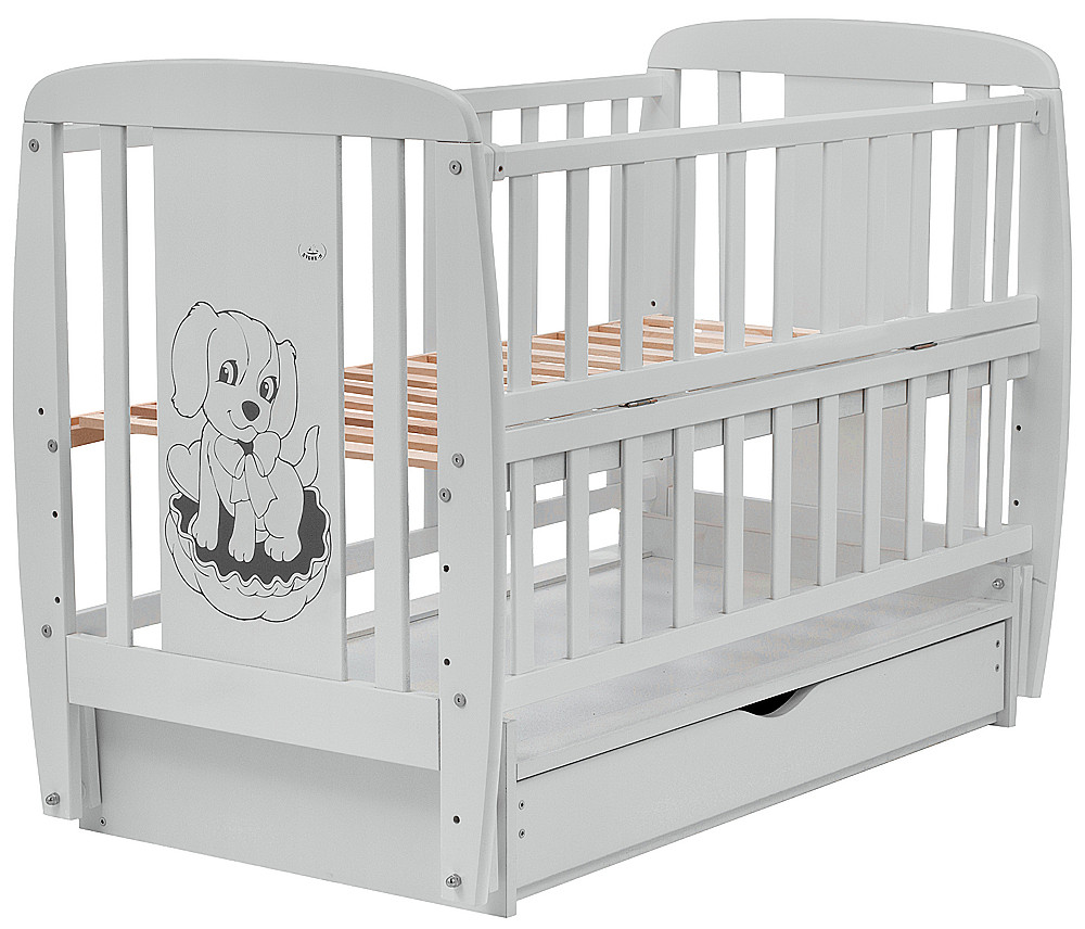 Кровать Babyroom Собачка DSMYO-3 маятник, ящик, откидной бок бук серый
