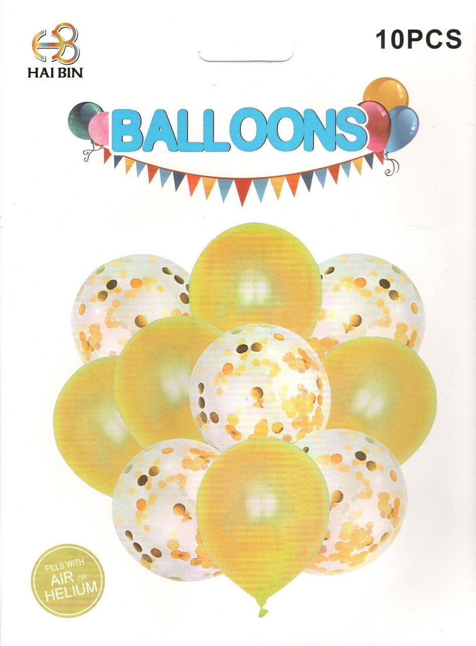 Набір куль "Золотий з конфеті", 10 шт.