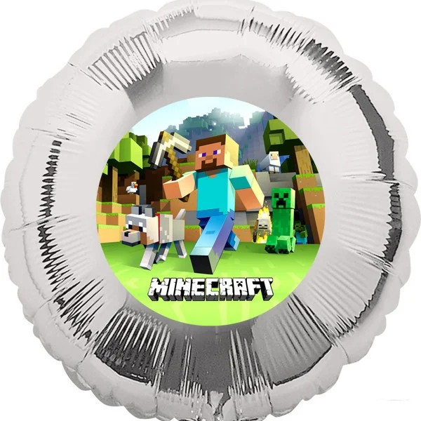 Наклейка кругла велика на кулю або коробку — сюрприз " Майнкрафт (Minecraft)", діаметр 14 СМ.