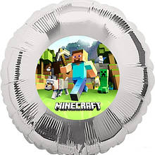 Наклейка кругла велика на кулю або коробку — сюрприз " Майнкрафт (Minecraft)", діаметр 14 СМ.