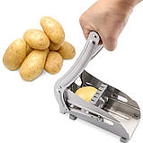 Картофелерезка овочерізка механічна пристрій для різання картоплі фрі ручна металева 2 насадки, фото 10