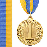 Медаль спортивна зі стрічкою (1 шт) d = 45 мм C-6403, 1 місце (золото)