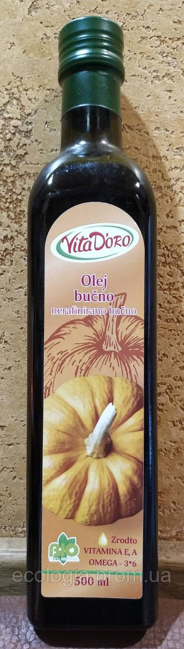 Масло тыквенное Vita D'oro Olej Bucno 500 мл 100% масло тыквы нерафинированное Цинк Словения - фото 3 - id-p992180487