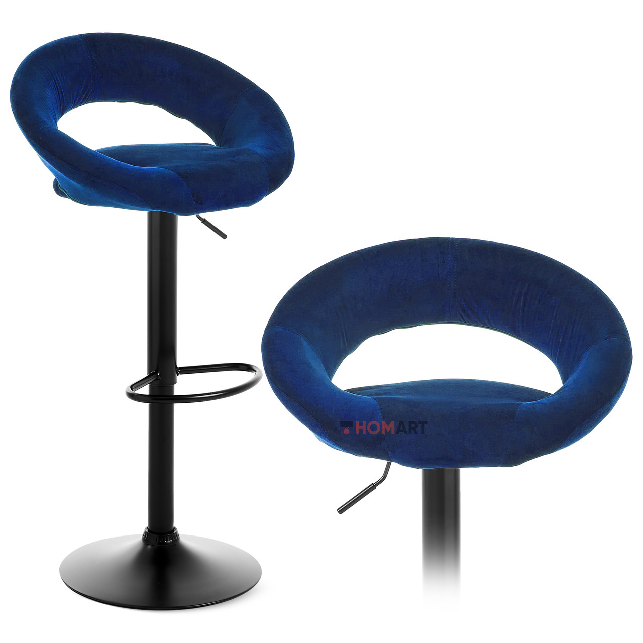 Стілець барний хокер Homart 759VB велюр синій (9342), фото 1