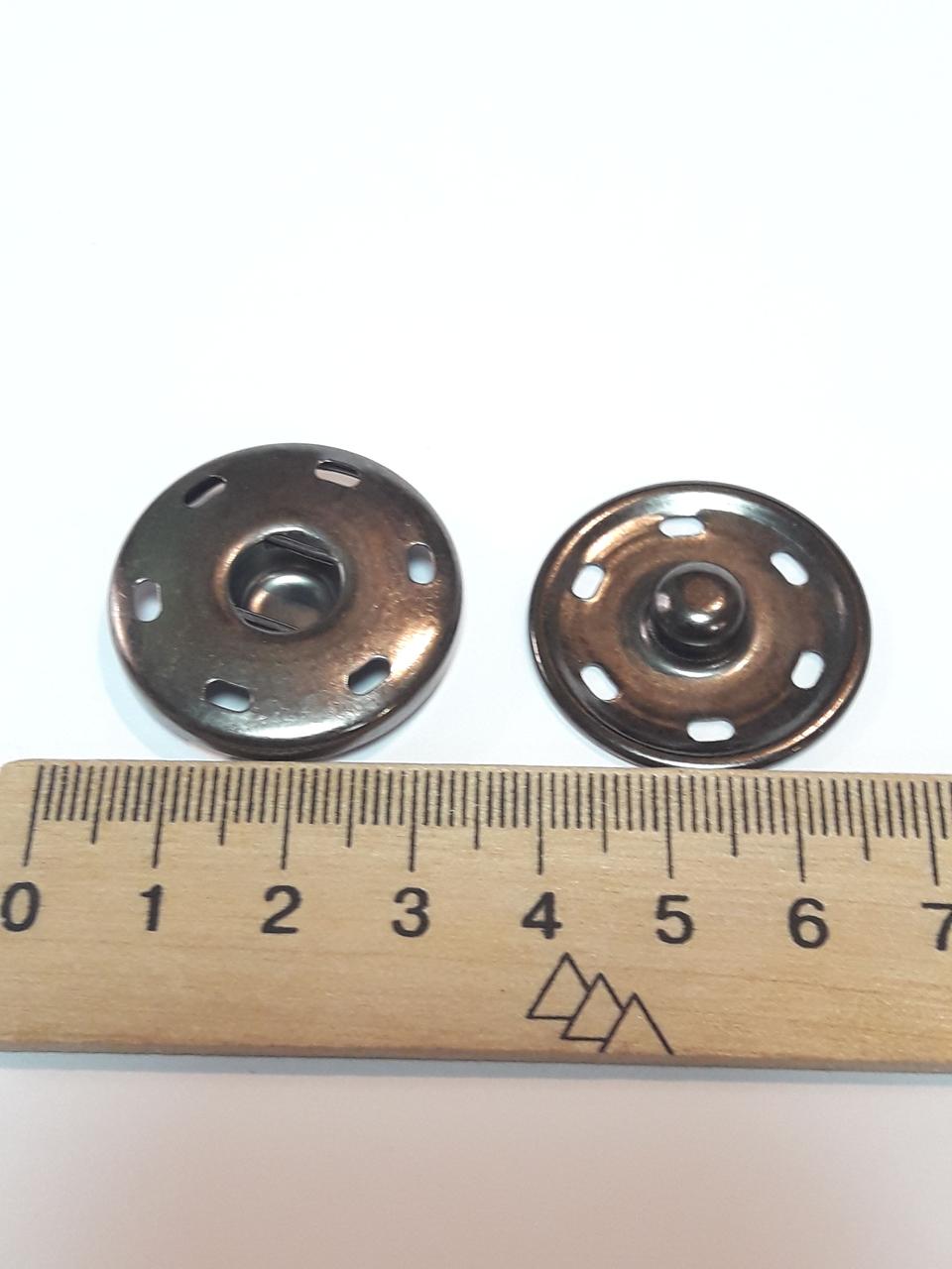 Кнопки для одягу пришивні металева 3 см. Чорний нікель. 1 шт.