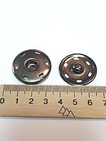 Кнопки для одягу пришивні металева 3 см. Чорний нікель. 1 шт.