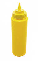 Бутылка для соусов кухонная с мерной шкалой 710 мл пластиковая желтая