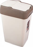Ведро для мусора с крышкой белое 60л, Heidrun REFUSE Push&Up, 40*33*67см (1344B) пластик