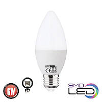 Лампа светодиодная свеча е27 6W (3000К) теплый свет LED "ULTRA-6" Horoz