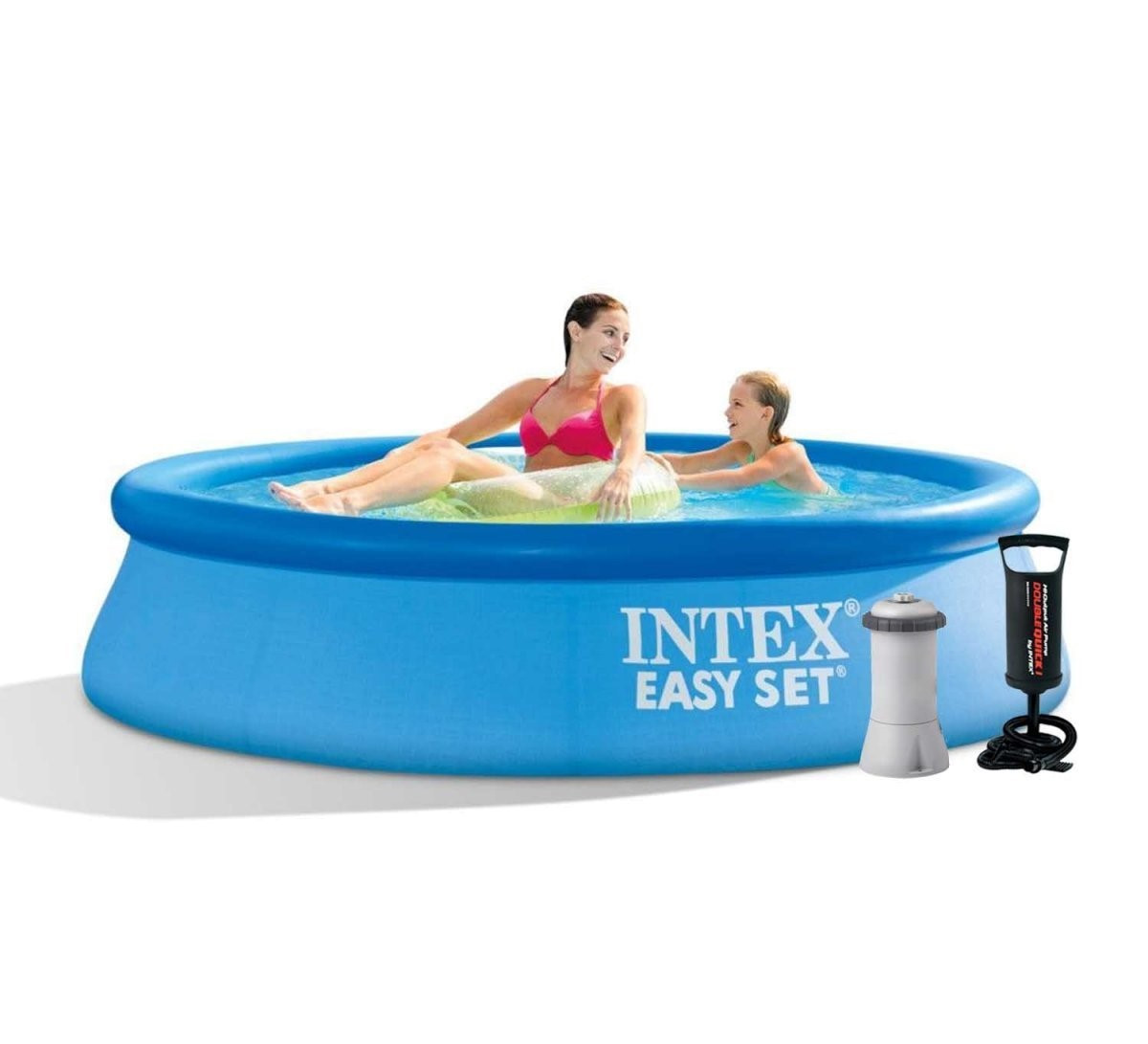 Надувний басейн Intex, 244х61 см (картріджний фільтр-насос 2 006 л/год, підстилка, тент, насос)