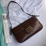 Жіноча сумка багет на плече під шкіру крокодила фенді, фото 2