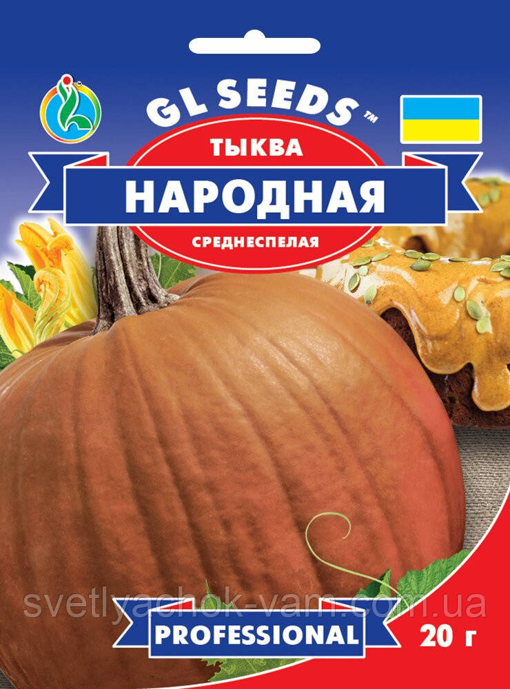 Гарбуз Народний середньоспечений з тонкою шкіркою м'якоть солодка з високими смаковими якостями, паковання 20 г