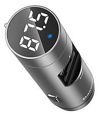 АЗП FM-трансмітер (модулятор) в машину Baseus Energy Column Bluetooth 3.1 A Сріблястий (CCNLZ-C0S), фото 6
