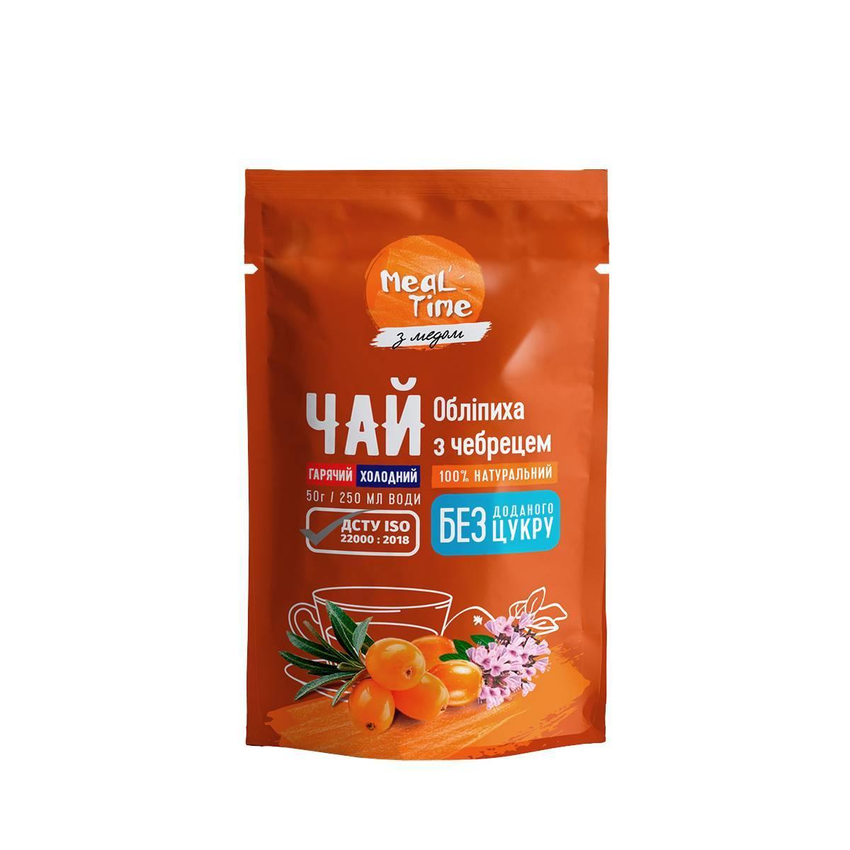 Ягідні концентрати Meal time Обліпиха з чебрецем (без доданого цукру, з медом, дойпак 50 г) 12 шт. уп.