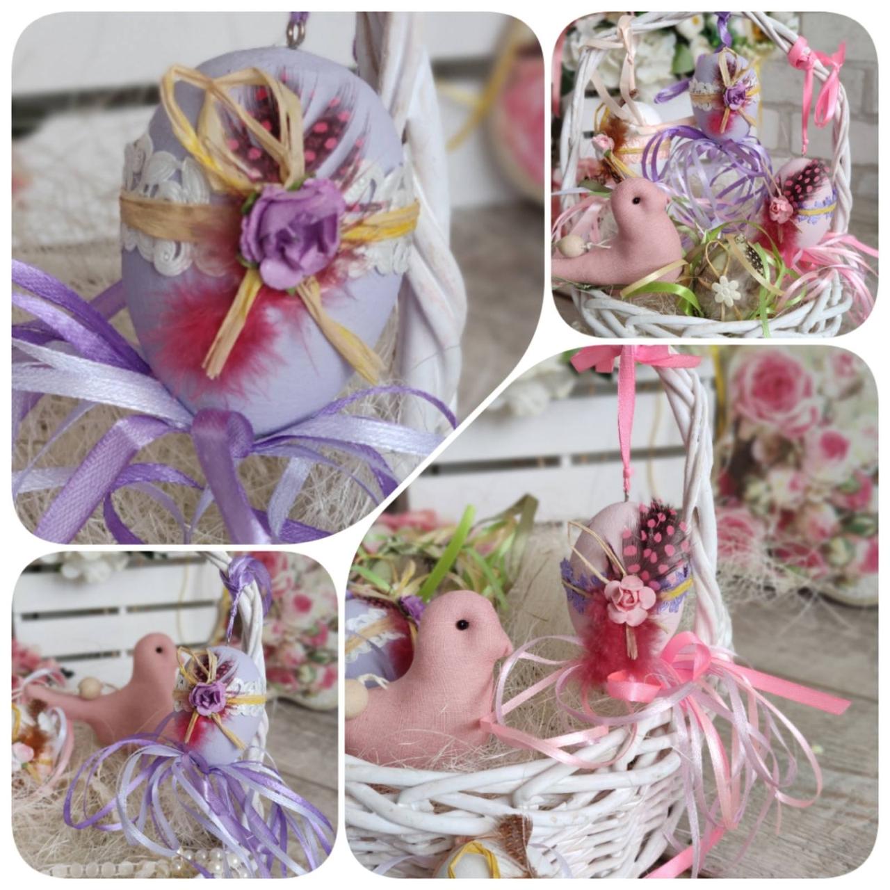 Пасхальне яйце "Пір'ячко" , Н-6-7 см, яйце прикраса для  Великоднього кошика, оселі, фото 1