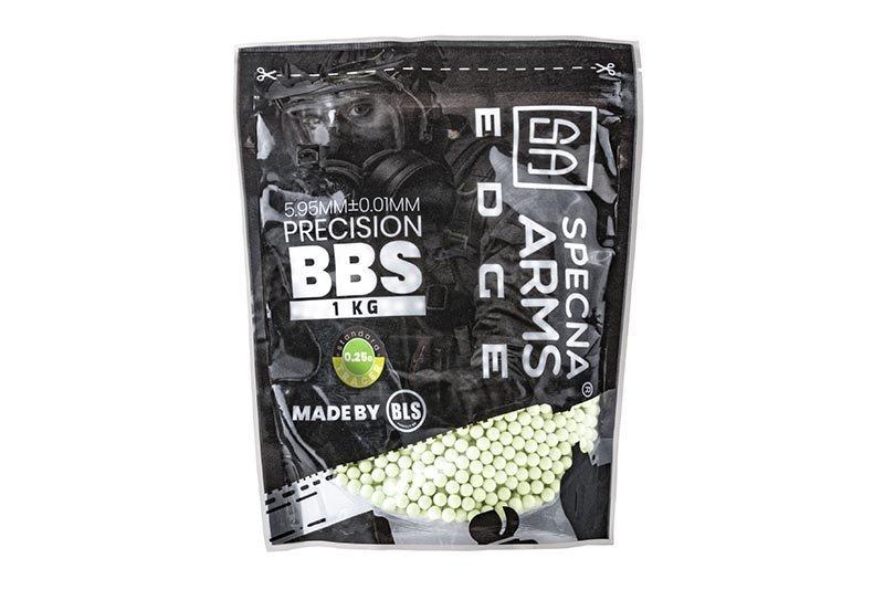 Страйкбольні кулі Specna Arms by BLS Edge Precision 0.25g 1kg Tracer Green, фото 1