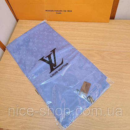 Хустка Louis Vuitton шовкова блакитна джинс, фото 6