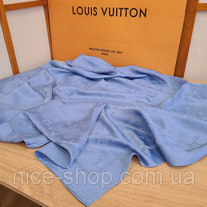 Хустка Louis Vuitton шовкова блакитна джинс, фото 4