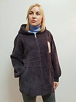 Жіноче пальто з капюшоном із вовни альпака 56-60