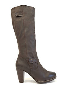 Модні жіночі шкіряні чоботи весна осінь з вузькою халявою молодіжні нарядні повсякденні класичні коричневі 40 розмір Kati 51007