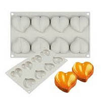 Силіконова форма для випічки та мусових десертів Серця на 8 комірок