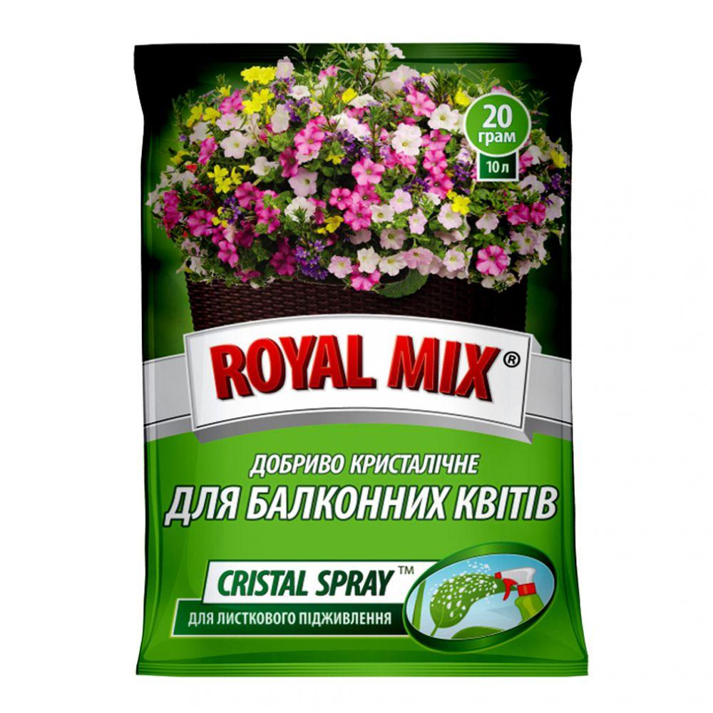 Добриво Royal Mix cristal spray для балконних квітів (N-16;P-10;K-24+мікроелем.+прилипач) 20г, Агрохімпак