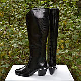Шкіряні ADAMS чоботи на підборах Чорний, фото 3