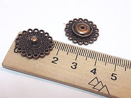 Кнопки для одягу пришивні металева декоративна 2 см. Темна мідна. 1 шт.