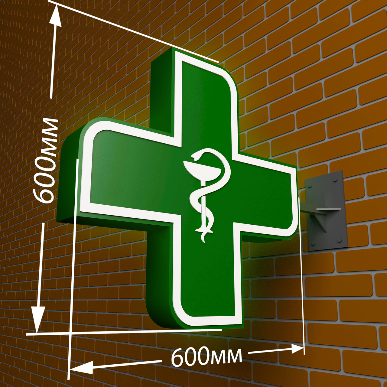 Двосторонній аптечний хрест 60 на 60 см