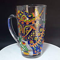 Чашка с витражной росписью ручной работы 430 мл" Бычок "