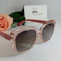 Новинка! Женские стильные поляризованные очки в прозрачной роговой оправе розового цвета