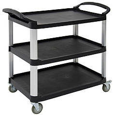 Сервісний візок для кафе бару ресторану профі чорні полиці матеріал АВС 980×530×930 мм в упаковці 1 шт